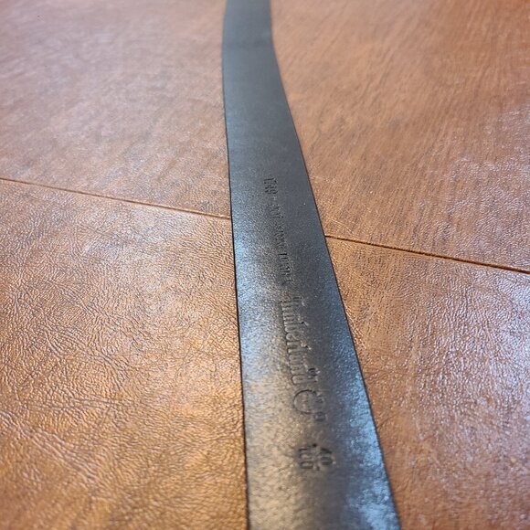 Timberland Tree Logo Black Leather Belt with Silver Buckle - Picture 5 of 7